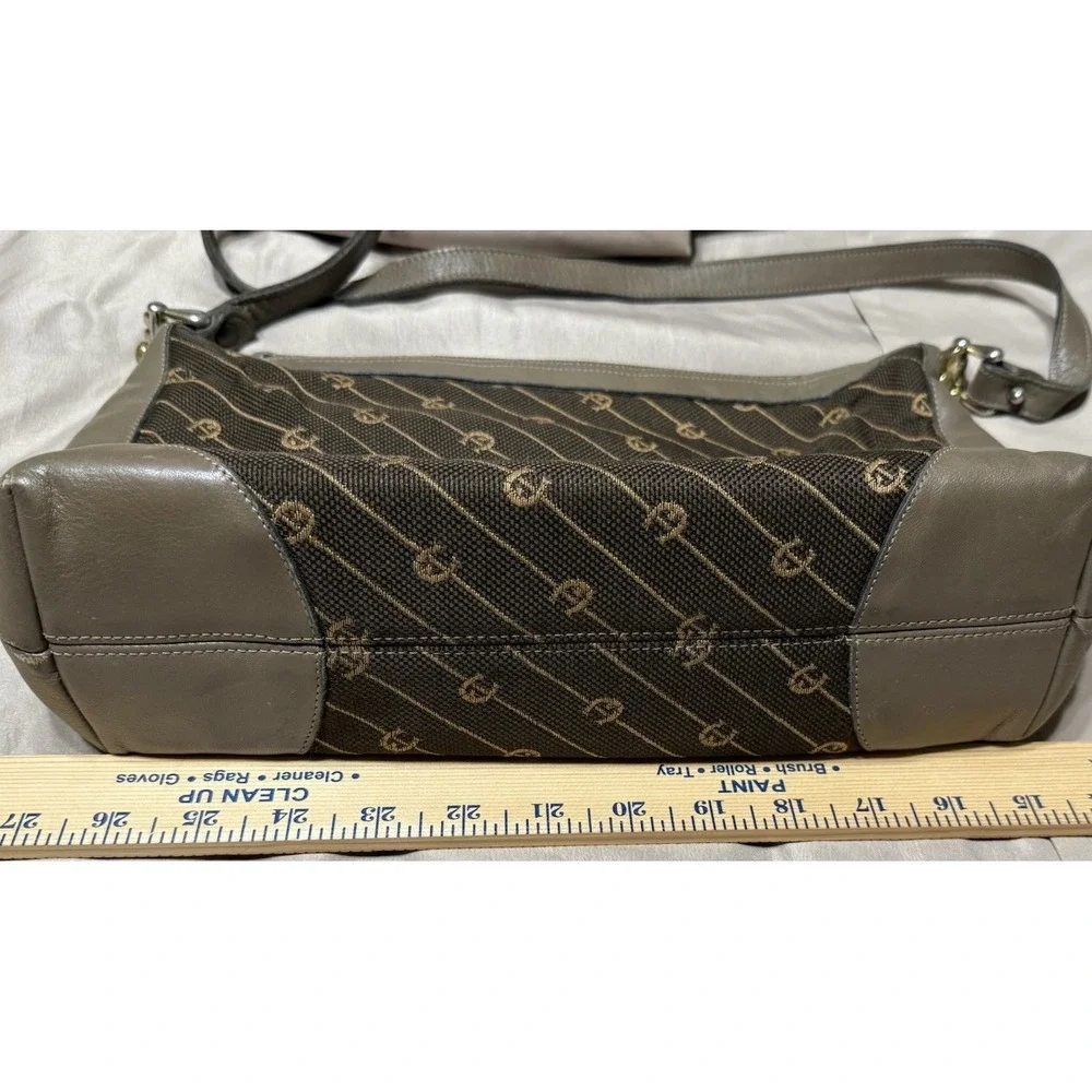 Etienne Aigner Vintage Classic Brown Fabric, Leather Trim Signature Shoulder Bag